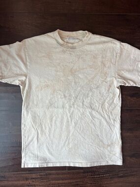 John Elliott Neutral Cream Crewneck Short Sleeve Cotton Tee Faux Vintage Japan S